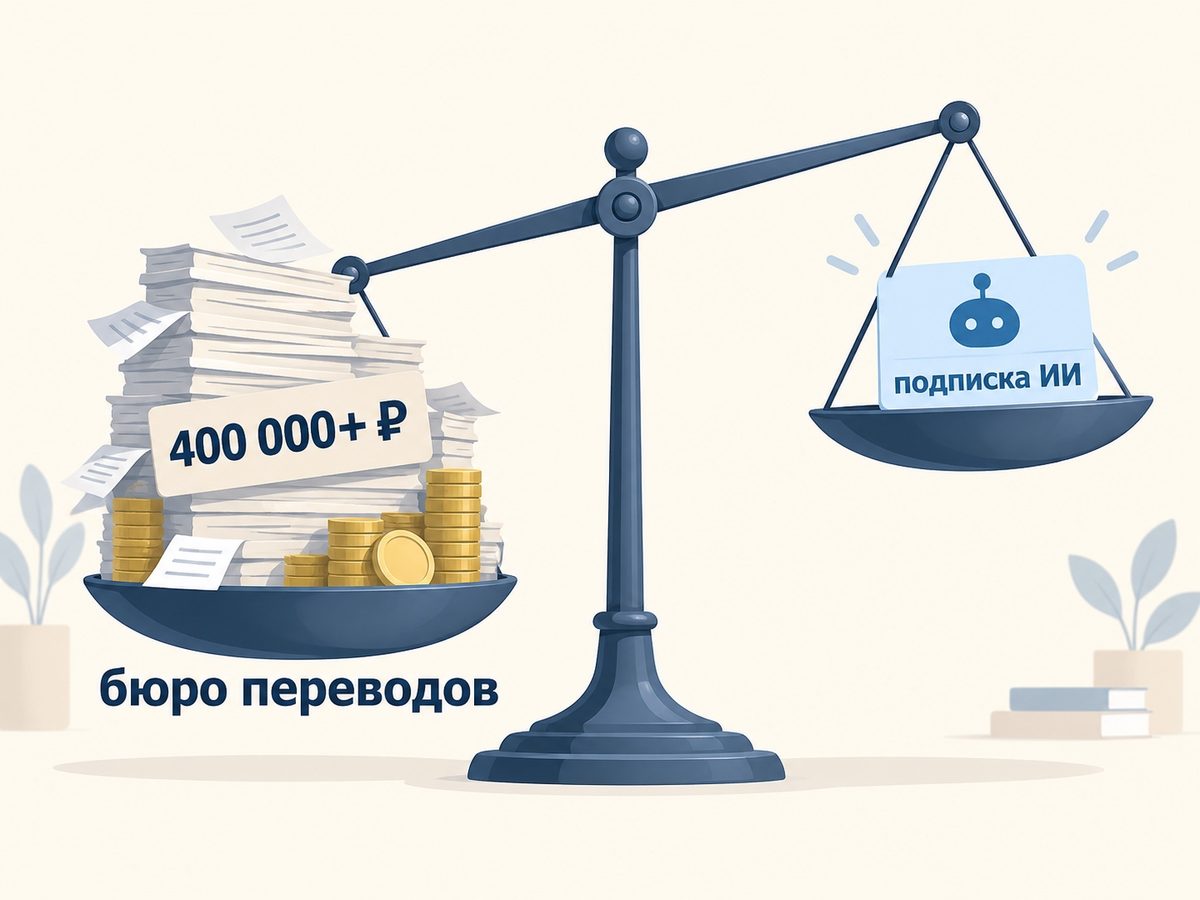 По прайсам бюро такой перевод стоит от 400 тысяч рублей, с ИИ он уложился в обычную подписку