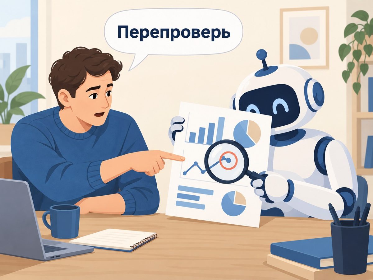 Оба раза ИИ нашёл свою ошибку сам, но попросить его перепроверить должен был человек